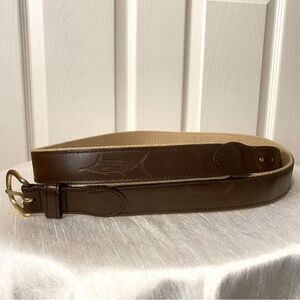 EUC Leather Man Ltd Brown Leather Belt Nautical Fish Boating Waist 42"